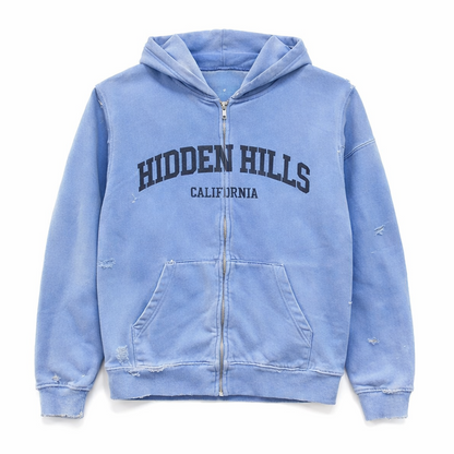 HIDDEN HILLS CROPPED ZIP UP - SUN FADED INDIGO