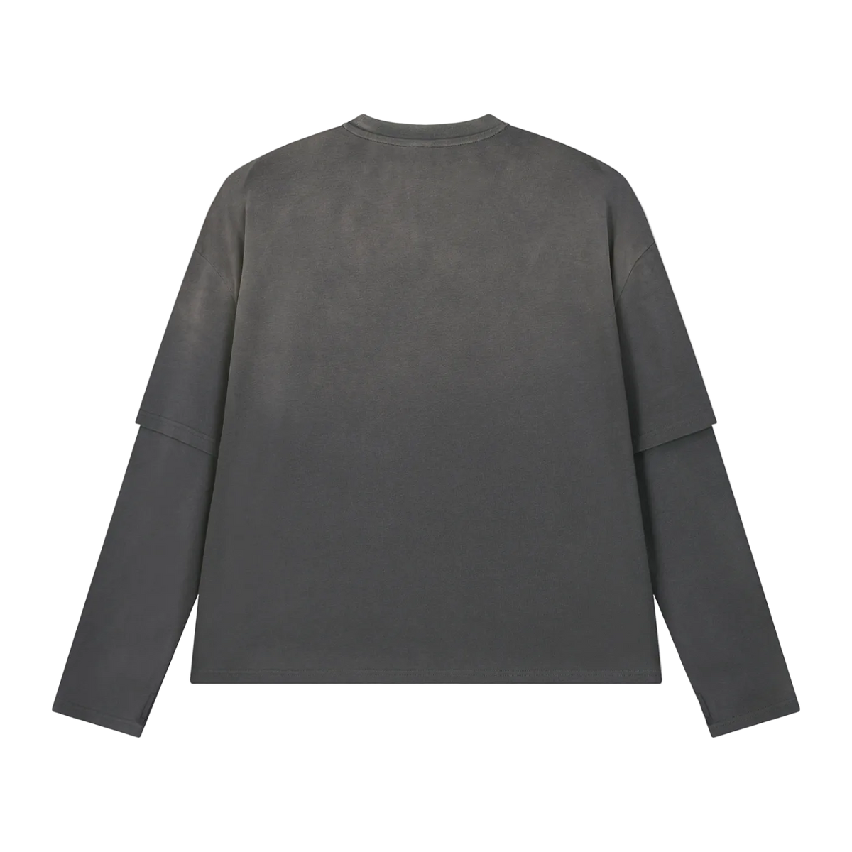 HIDDEN HILLS VINTAGE LAYERED LONG SLEEVE TOP - GREY/WHITE