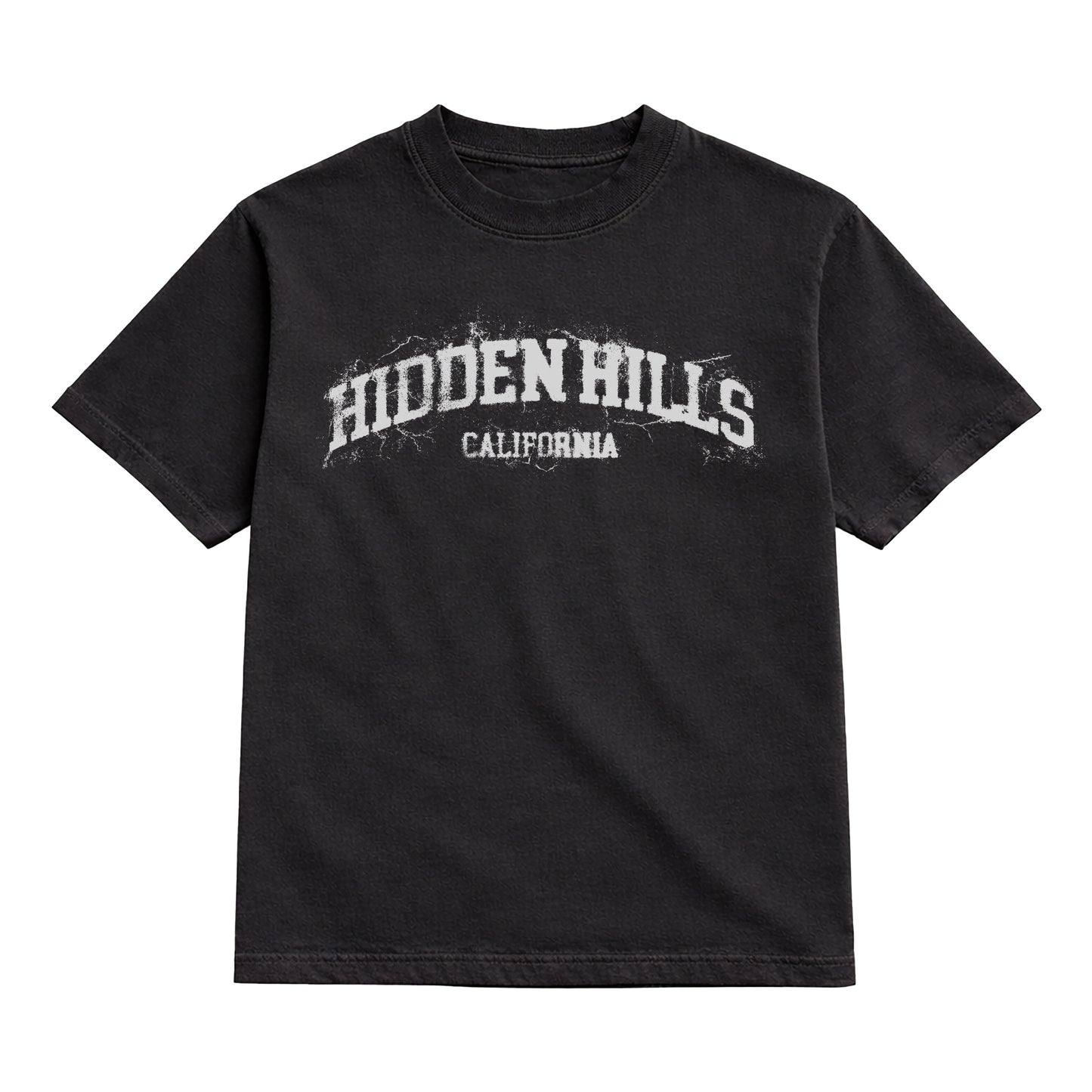 DISTRESSED HIDDEN HILLS HEAVYWEIGHT TEE - BLACK