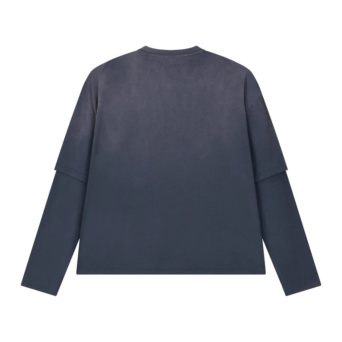 HIDDEN HILLS VINTAGE LAYERED LONG SLEEVE TOP - NAVY/WASHED PINK