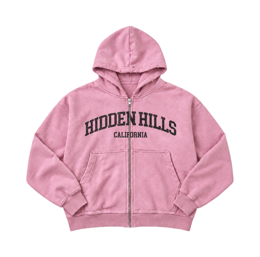 HIDDEN HILLS CROPPED ZIP UP - FADED ROSE